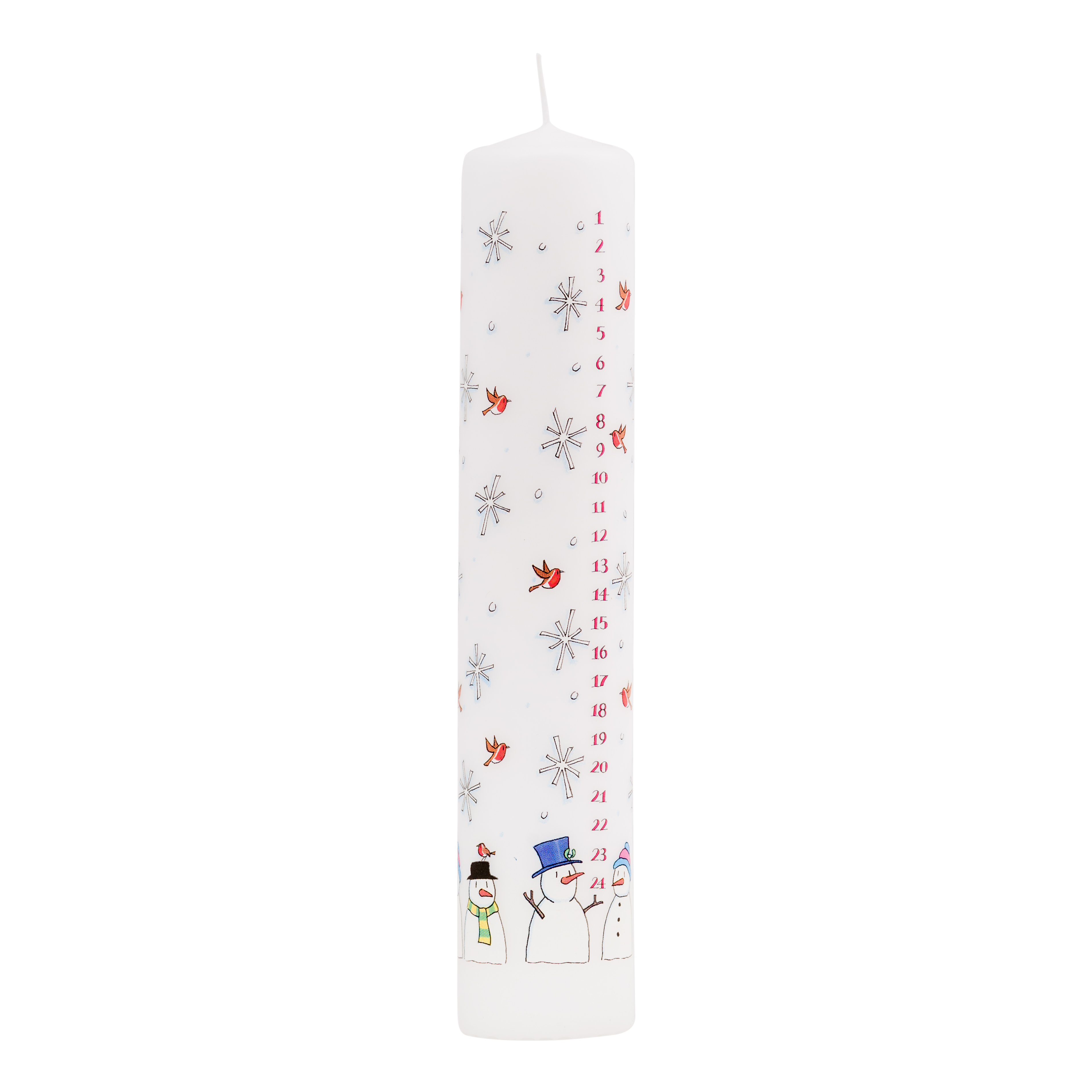 Alison Gardiner Snowmen Pillar Advent Candle (non-fragranced)